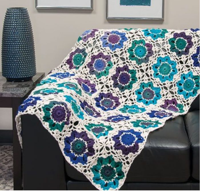 Crochet Painted Daises Throw Pattern