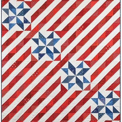Piece together this fat quarter friendly design in time for the Fourth of July or for your patriotic loved one! Finished size: 64" x 80"