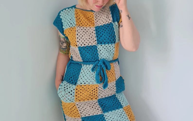 Granny Square Crochet Dress Pattern