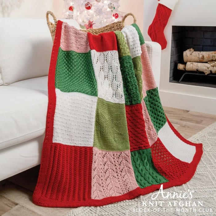 New Christmas Candy Knit Afghan Block-of-the-Month Pattern
