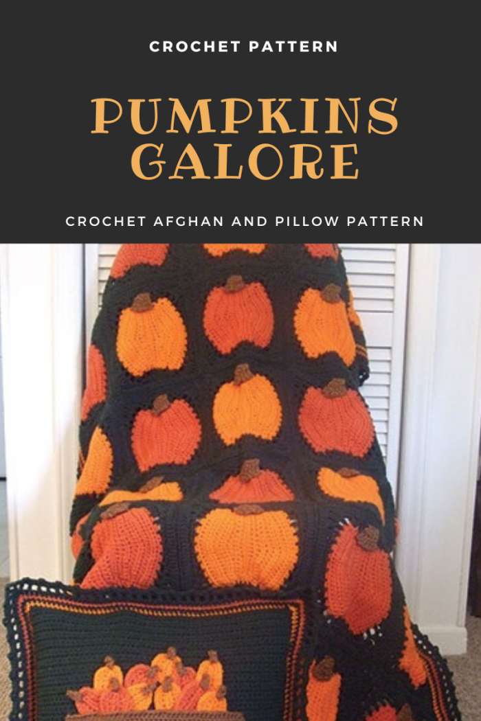 Crochet Pumpkins Galore Afghan and Pillow Crochet pattern
