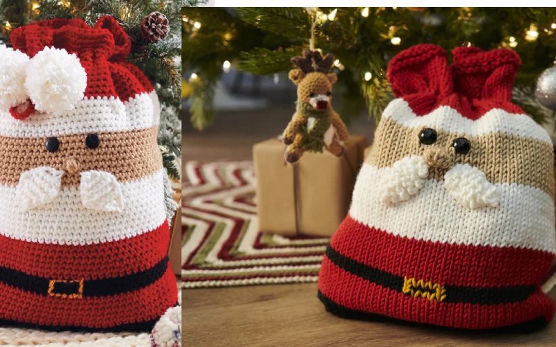 Crochet and Knit Santa Gift Bag Pattern Kits