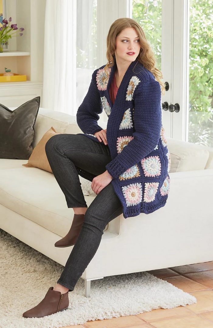 Crochet Granny Square Cardigan Kit in a variety of colors and sizes