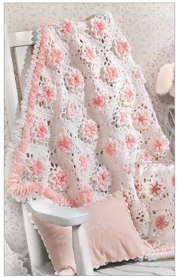 Rosy Ruffles Crochet Baby Blanket Pattern