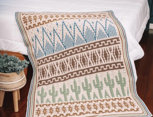 Desert Cactus Mosaic Blanket Crochet Pattern Kit