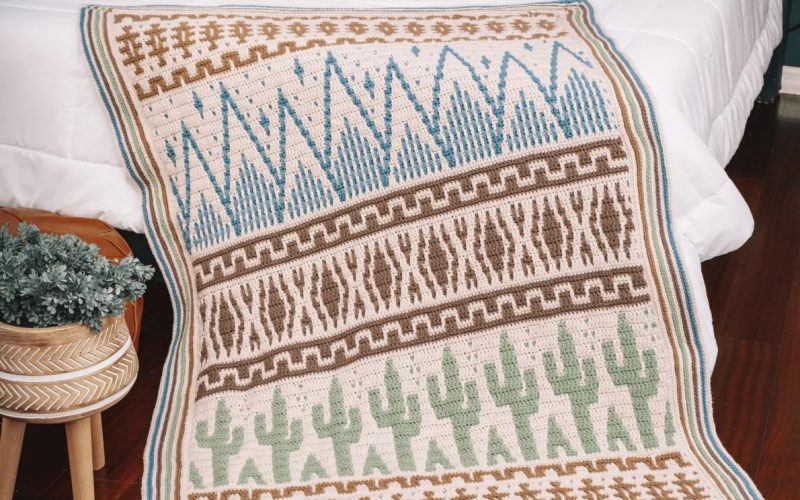Desert Cactus Mosaic Blanket Crochet Pattern Kit