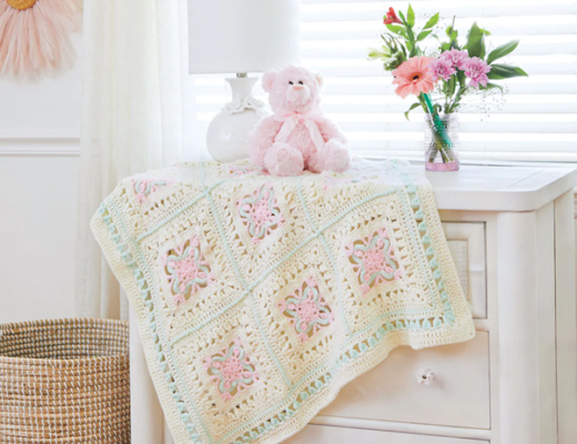 Tiled Flowers Crochet Baby Blanket Kit – A Sweet Garden-Inspired Baby Gift