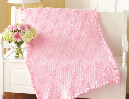 Elegant Hearts Crochet Baby Blanket Pattern Kit