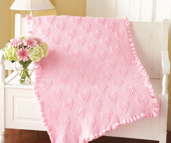 Elegant Hearts Crochet Baby Blanket Pattern Kit