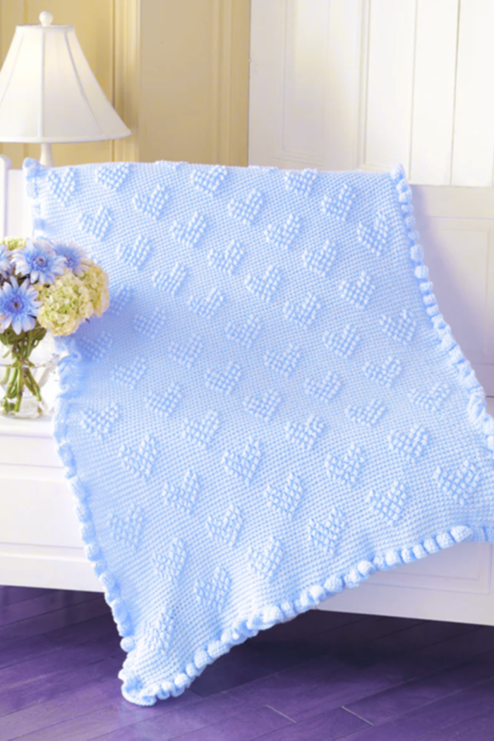 Elegant Hearts Crochet Baby Blanket Pattern Kit