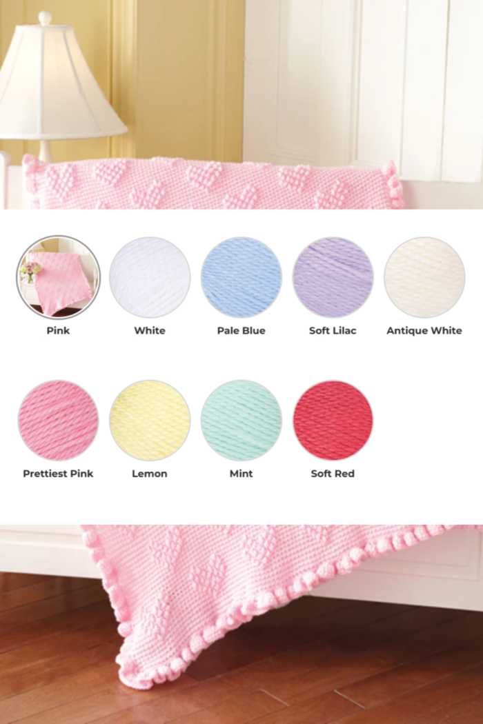 Elegant Hearts Crochet Baby Blanket Pattern Kit Yarn Colors